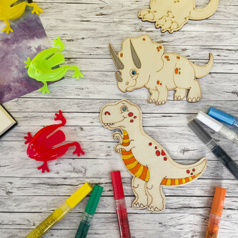 Holz Dinosaurier 8er Set zum Bemalen Dinos aus Echtholz für Kinder Kinderzimmer Geburtstag Deko zum Spielen Basteln