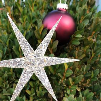 24 Sterne Sticker mit Pailletten Stern Aufkleber Glitzernd Weihnachtsdeko Deko Weihnachten - silber