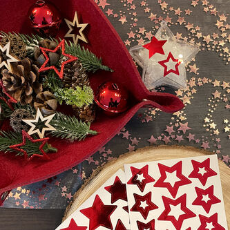 Tischläufer Sterne Tischband roségold metallisch Stern Läufer Tischdeko für Weihnachten Silvester Deko