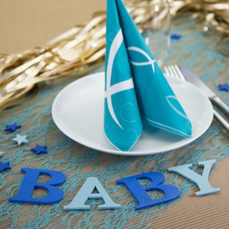 Tischläufer Tischband mit Spitze Tischdeko Hochzeit Geburtstag Baby Shower Party - türkis