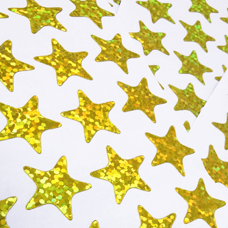 400x Sterne Sticker Stern Aufkleber Holo Effekt glitzernd zum Basteln Scrapbooking Dekoration - gold