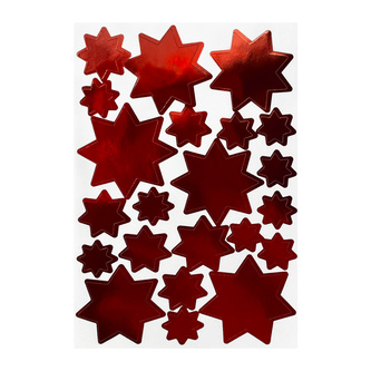 44 Sterne Sticker Stern Aufkleber für Weihnachten Weihnachtsdeko Geschenkdeko Basteln Glänzend - rot