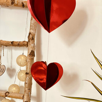 Deckenhänger 3D Herz Girlande für JGA Hochzeit Valentinstag Geburtstag Party Deko - rot