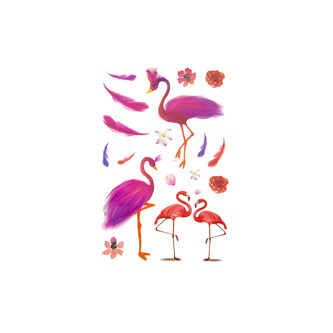 Flamingo Kostüm Accessoire Set - Flamingo Haarreif + Tutu / Tütü + Tattoos für Fasching Karneval