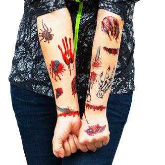 Temporäre Tattoos Horror Halloween Klebetattoos Wunden - 26 Motive