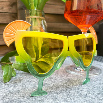 Cocktail Brille Partybrille Spaßbrille Sonnenbrille für Geburtstag Party Fasching Karneval Accessoire - gelb