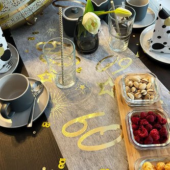 Tischläufer Tischband Tisch Läufer für 60. Geburtstag Jubiläum Tischdeko gold glänzend Party Deko