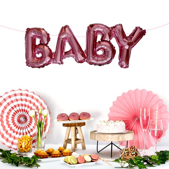 Folien Luftballon Baby Schriftzug Folienballon Ballon für Baby Shower Party Deko Geburt Mädchen - rosé