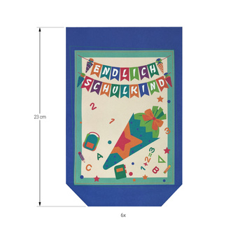 6 Geschenktüten Papier Tüten Endlich Schulkind Geschenktaschen für Schuleinführung Einschulung Mitgebsel - blau
