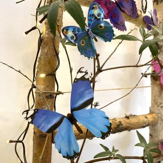 3D Schmetterlinge 12er Set für die Wand zum Kleben Wandtattoo Wandsticker Wanddeko - Real blau