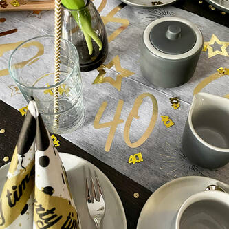 Tischläufer Tischband Tisch Läufer für 40. Geburtstag Jubiläum Tischdeko gold glänzend Party Deko