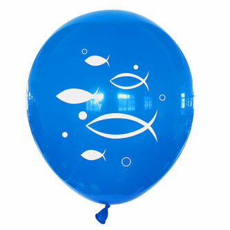 Fisch Luftballon Set 10 Stk. Ballons für Taufe Kommunion Konfirmation Deko Junge Weiß Blau