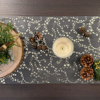 Tischläufer Sterne Tischband silber metallisch Stern Läufer Tischdeko für Weihnachten Silvester Deko