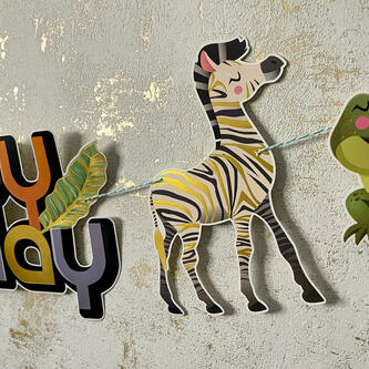 Happy Birthday Girlande farbenfrohe Tiere Banner für Kindergeburtstag Geburtstag Party Deko für Jungen und Mädchen