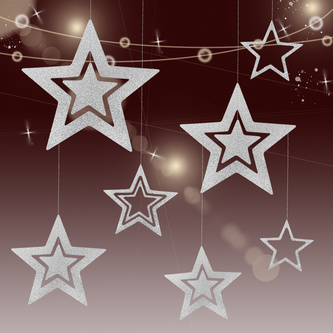 Deckenhänger Girlande Sterne für Weihnachten Advent und WinterStern Dekoration Weihnachtsdeko - silber