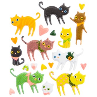 Katzen 3D Sticker Tier Aufkleber Set für Kinder Doming Vintage Retro Deko Scrapbooking Basteln