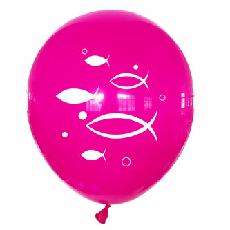 Fisch Luftballon Set 10 Stk. Ballons für Taufe Kommunion Konfirmation Deko Mädchen Weiß Rosa Pink