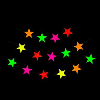 Stern Girlande Deckenhänger Banner mit Sternen Geburtstag Party Einschulung Deko - neonfarben bunt