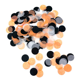 Halloween Deko Set - Filzuntersetzer Spinnennetz 4er Pack + Konfetti orange weiß schwarz Tischdeko