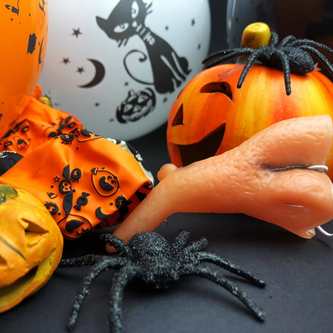 6x Spinnen groß Halloween Fasching Karneval Tisch Deko - schwarz