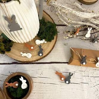 Mini Hasen Wäscheklammern 18 Stk. Holz Klammern Dekoration aus Echtholz für Ostern als Osterdeko - bunt