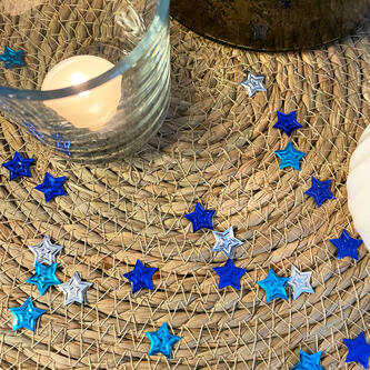 Stern Konfetti mit Struktur Tisch Streu Deko für Weihnachten Geburtstag Silvester - blau silber türkis