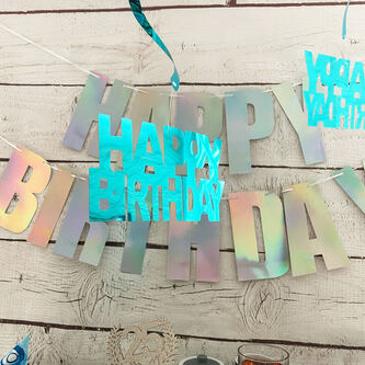 6 Spiral Wirbel Deckenhänger Girlanden mit Happy Birthday Anhänger türkis für Geburtstag Deko Hängedeko