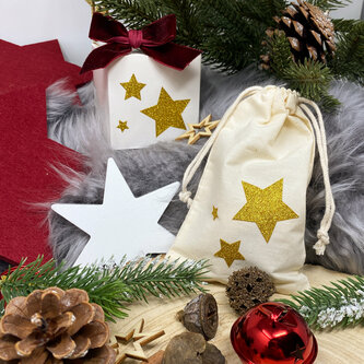 64 Sterne Sticker Stern Aufkleber mit Glitzereffekt für Weihnachten zum Basteln Spielen - gold