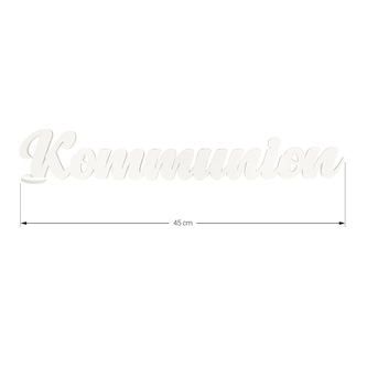 Schriftzug Kommunion aus Holz als Tischdeko für Kommunion Deko Dekoration Junge Mädchen - weiß