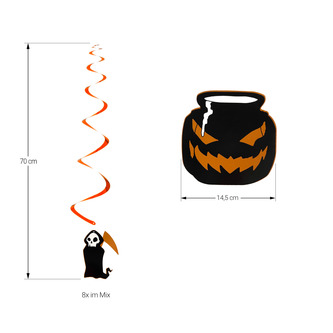 8 Halloween Spiral Wirbel Deckenhänger Girlanden für Halloween Party Grusel Horror Hängedeko