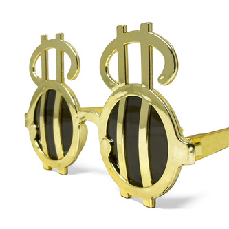 Dollar Zeichen Brille Partybrille Sonnenbrille für Motto Party Fasching Karneval Kostüm Accessoire - gold