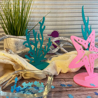 Konfetti Fische irisierend als Tisch Deko Streudeko Geburtstag Sommer Hawaii Party grün blau