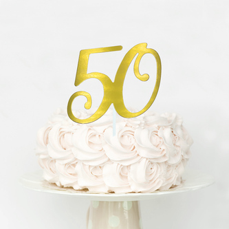 Torten Topper Kuchen Muffin Aufsatz Zahl 50 für 50. Geburtstag Jubliäum Deko Cupcake Dekoration - gold