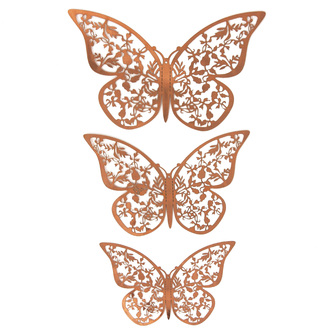 3D Schmetterlinge 12er Set glänzend für die Wand zum Kleben Wandtattoo Wanddeko - roségold