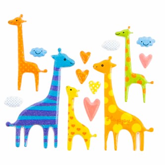 Giraffen 3D Sticker Tier Aufkleber Set für Kinder Doming Vintage Retro Deko Scrapbooking Basteln
